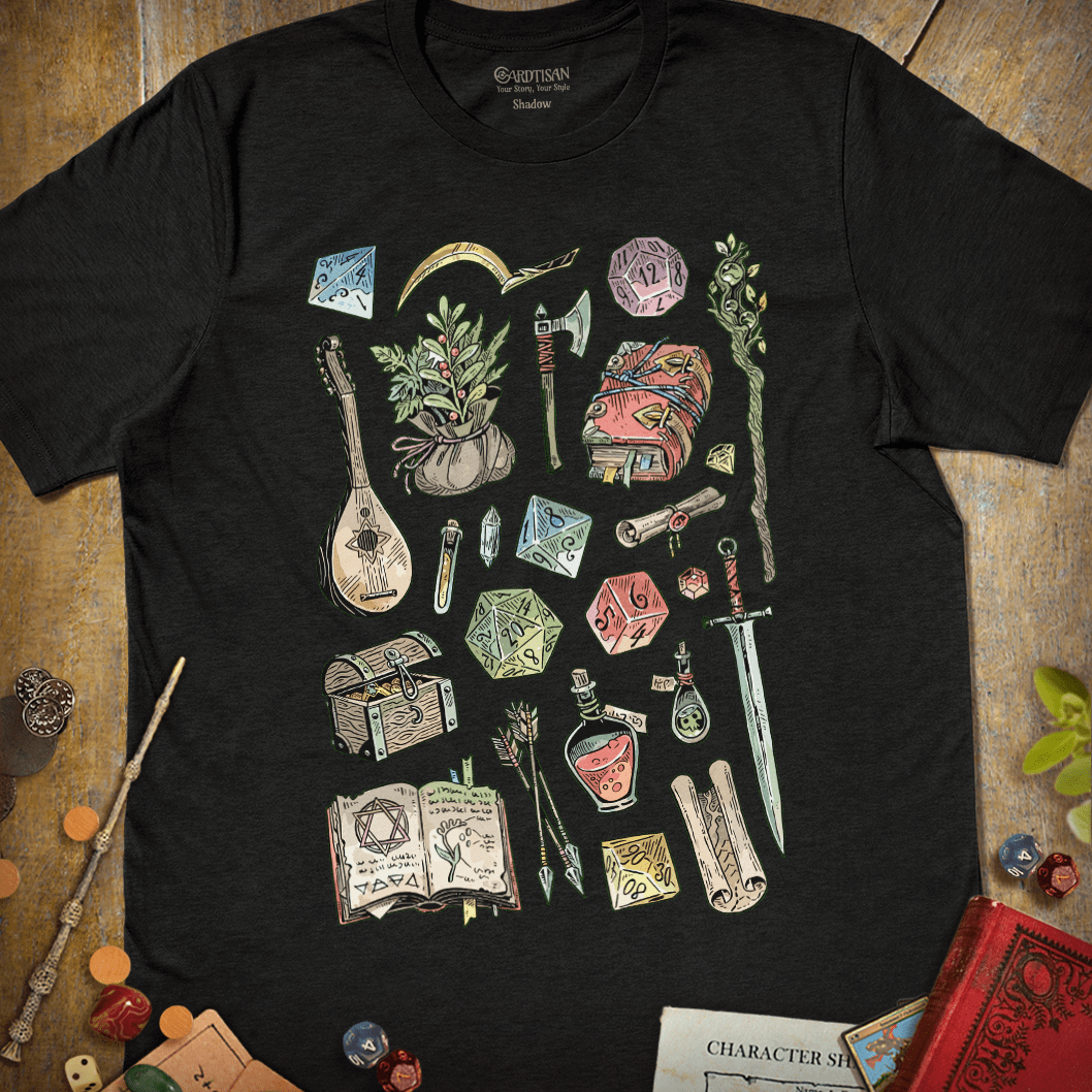 Adventurer's Bag T-Shirt - Cardtisan - T-Shirt - Dark - S - casual wear - dnd