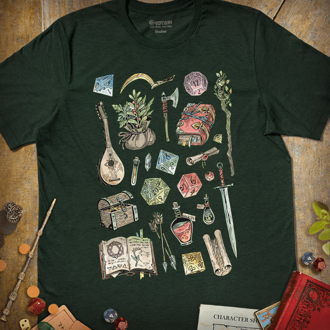 Adventurer's Bag T-Shirt - Cardtisan - T-Shirt - Forest - S - casual wear - dnd