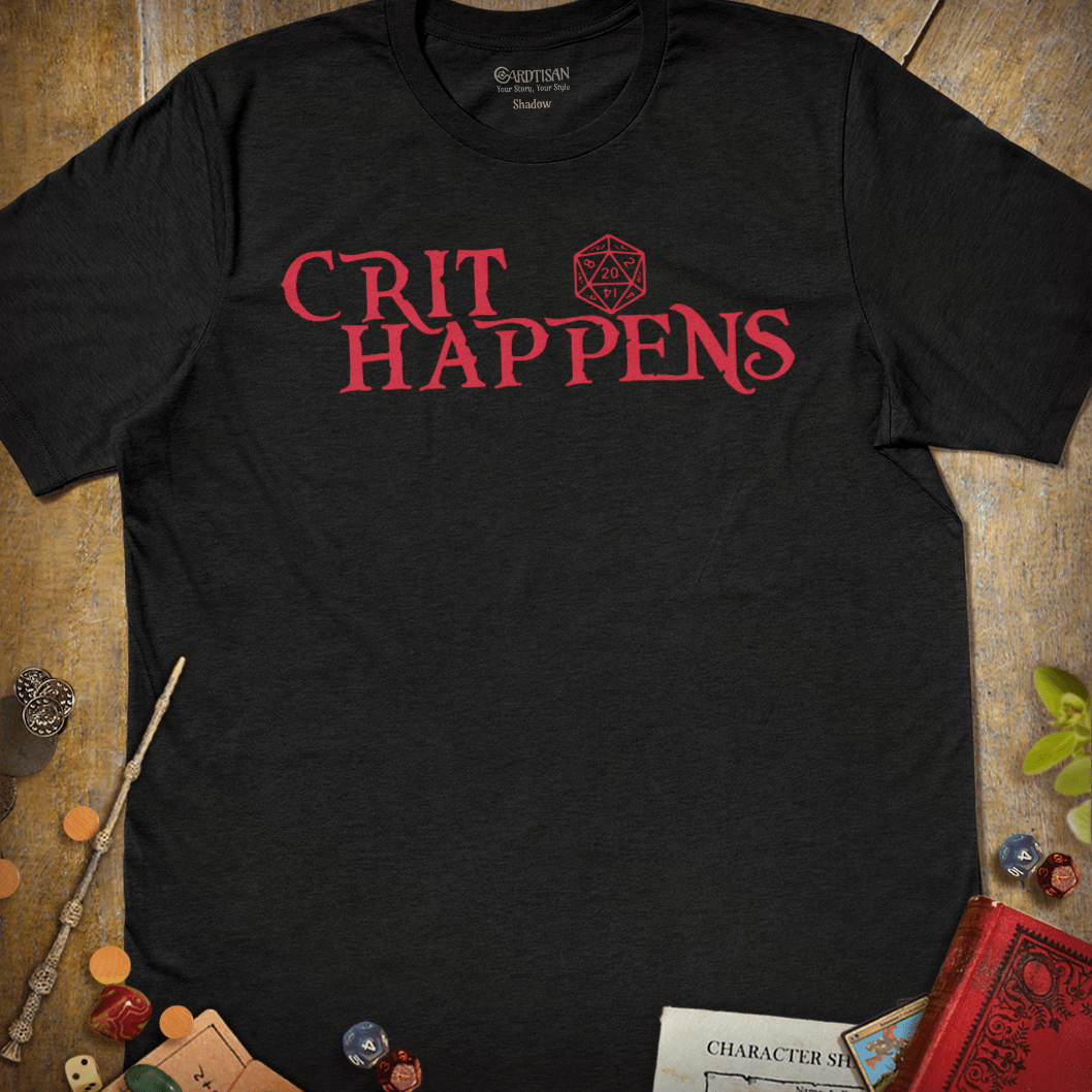 Crit Happens T-Shirt - Cardtisan - T-Shirt - Dark - S - casual wear - dnd