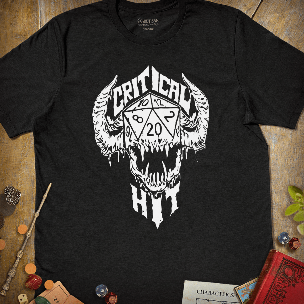 Critical Hit Skull T-Shirt - Cardtisan - T-Shirt - Dark - S - casual wear - dice