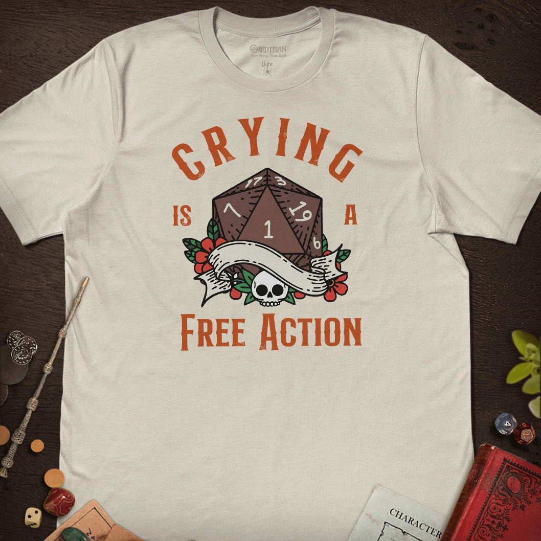 Crying Free Action T-Shirt - Cardtisan - T-Shirt - Light - S - casual wear - dnd