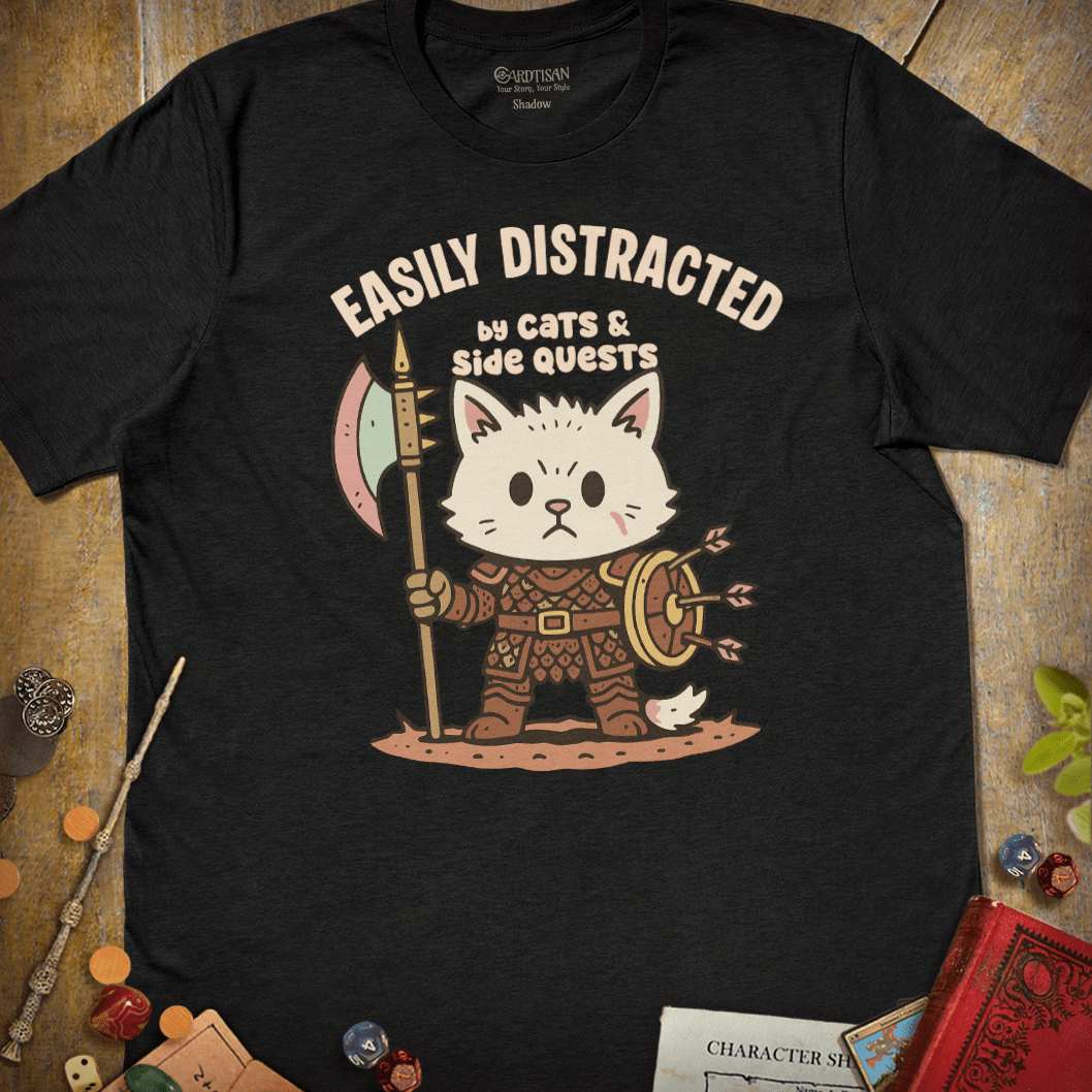 Distracted Cat T-Shirt - Cardtisan - T-Shirt - Dark - S - casual wear - dnd
