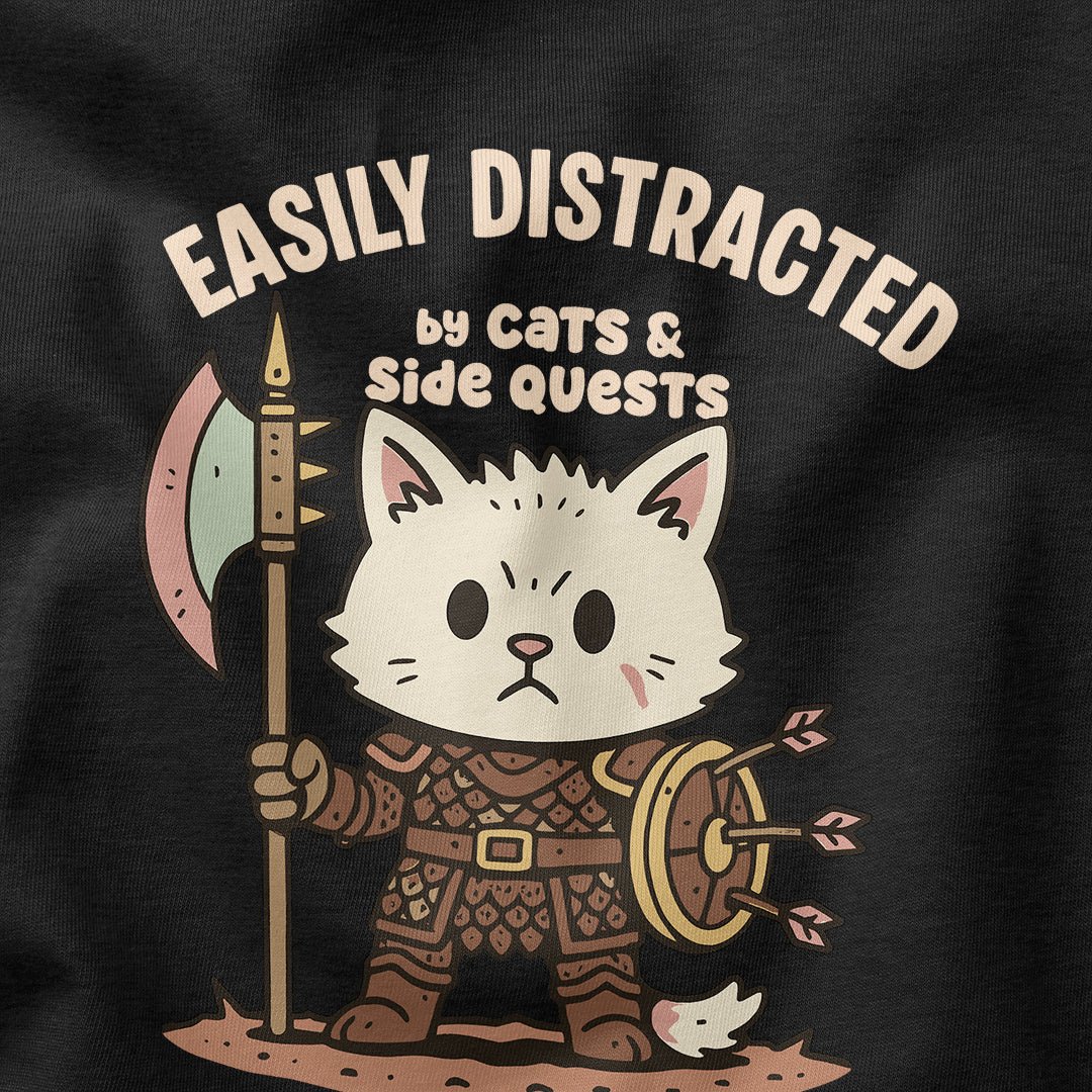 Distracted Cat T-Shirt - Cardtisan - T-Shirt - Shadow - S - casual wear - dnd