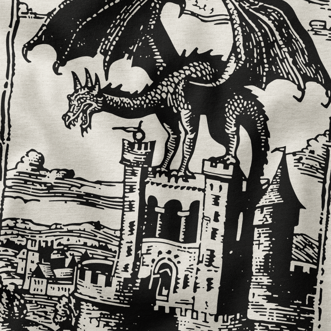 Dragon Vintage Dark Art T-Shirt - Cardtisan - T-Shirt - Light - S - casual wear - dnd