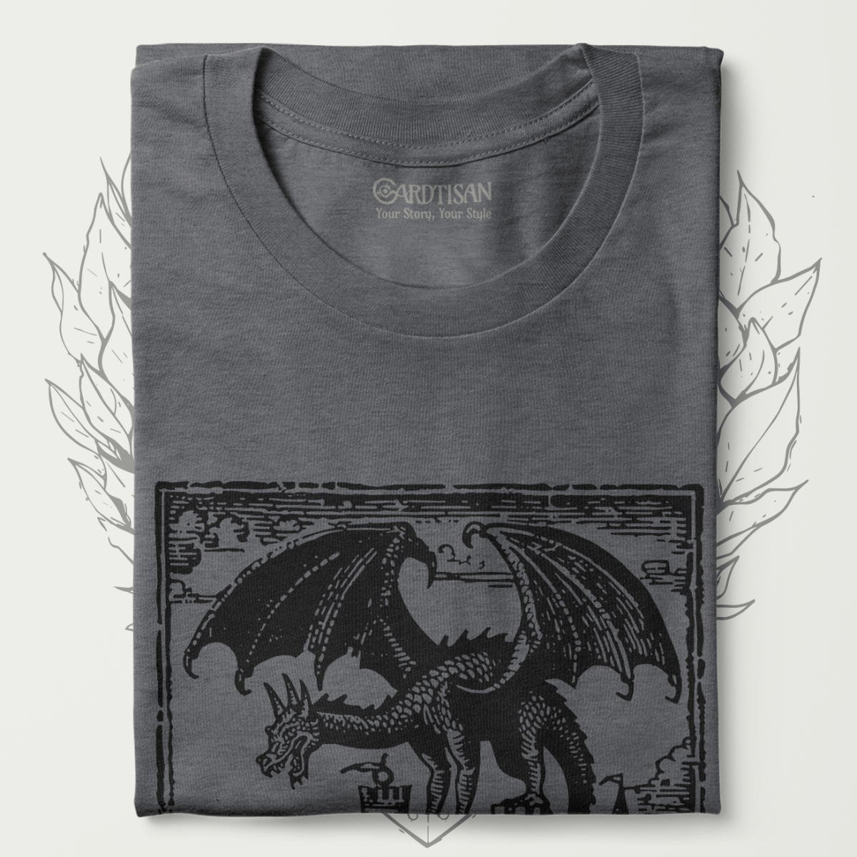Dragon Vintage Dark Art T-Shirt - Cardtisan - T-Shirt - Stonefade - S - casual wear - dnd