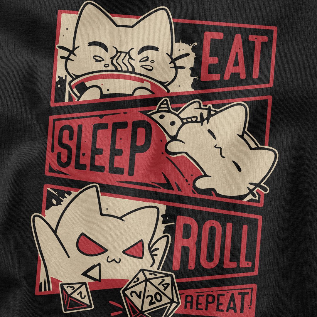 Eat, Sleep, Roll T-Shirt - Cardtisan - T-Shirt - Shadow - S - casual wear - dnd