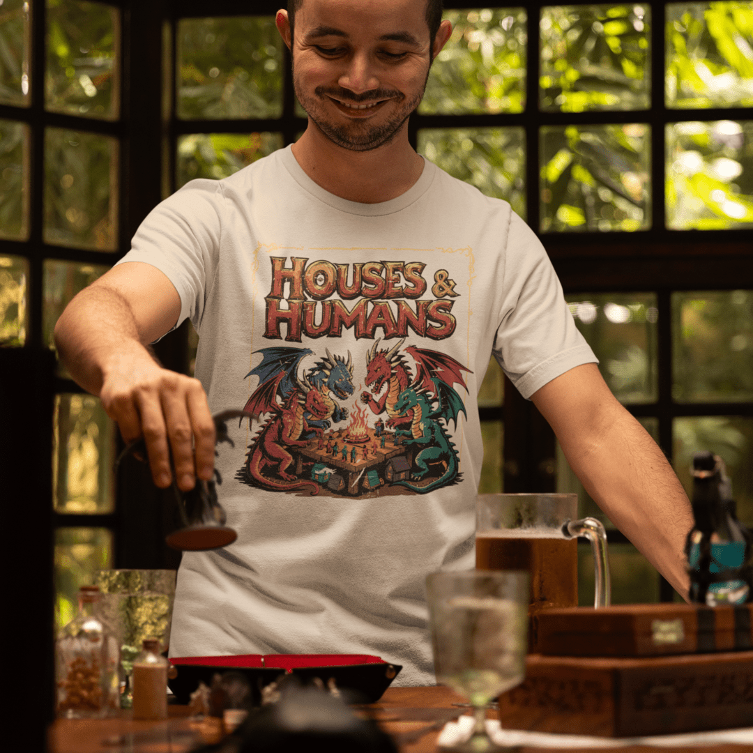 Houses and Humans T-Shirt - Cardtisan - T-Shirt - Light - S - casual wear - dnd