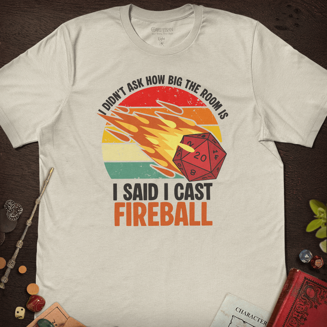 I Cast Fireball T-Shirt - Cardtisan - T-Shirt - Light - S - casual wear - dnd