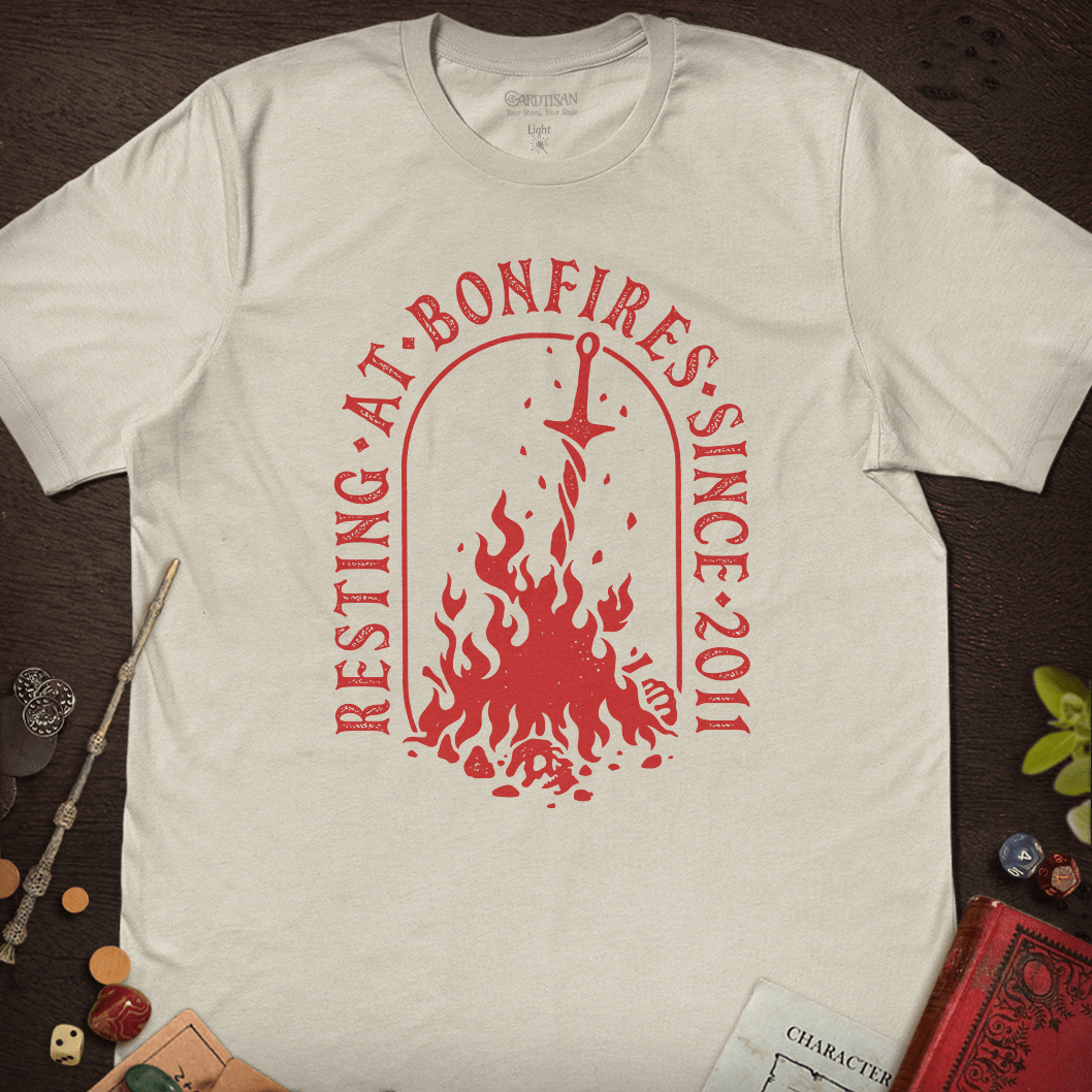 Resting at Bonfire T-Shirt - Cardtisan - T-Shirt - Light - S - casual wear - everyday style