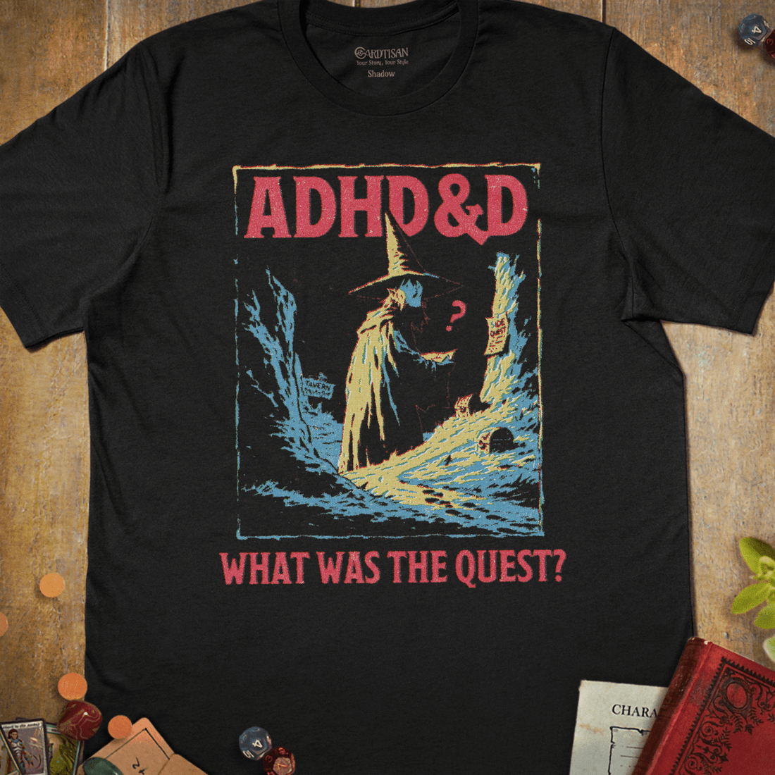 ADHD&D T-Shirt - Cardtisan - T-Shirt - Black - S - casual wear - dnd