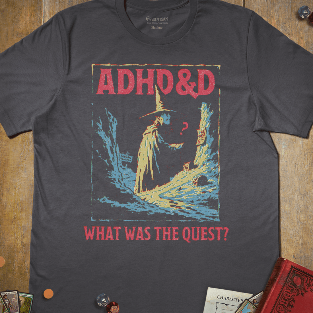 ADHD&D T-Shirt - Cardtisan - T-Shirt - Charcoal - S - casual wear - dnd