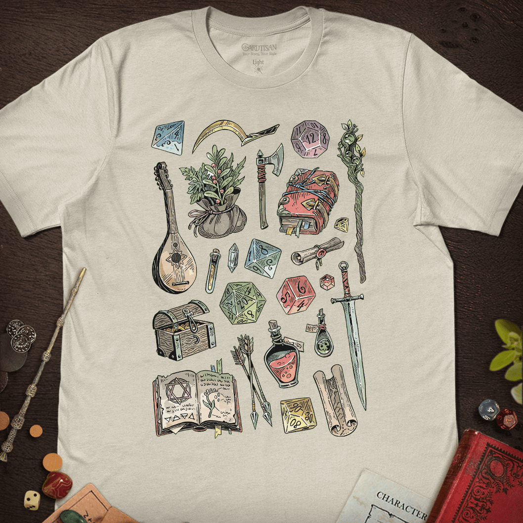 Adventurer's Bag T-Shirt - Cardtisan - T-Shirt - Light - S - casual wear - dnd