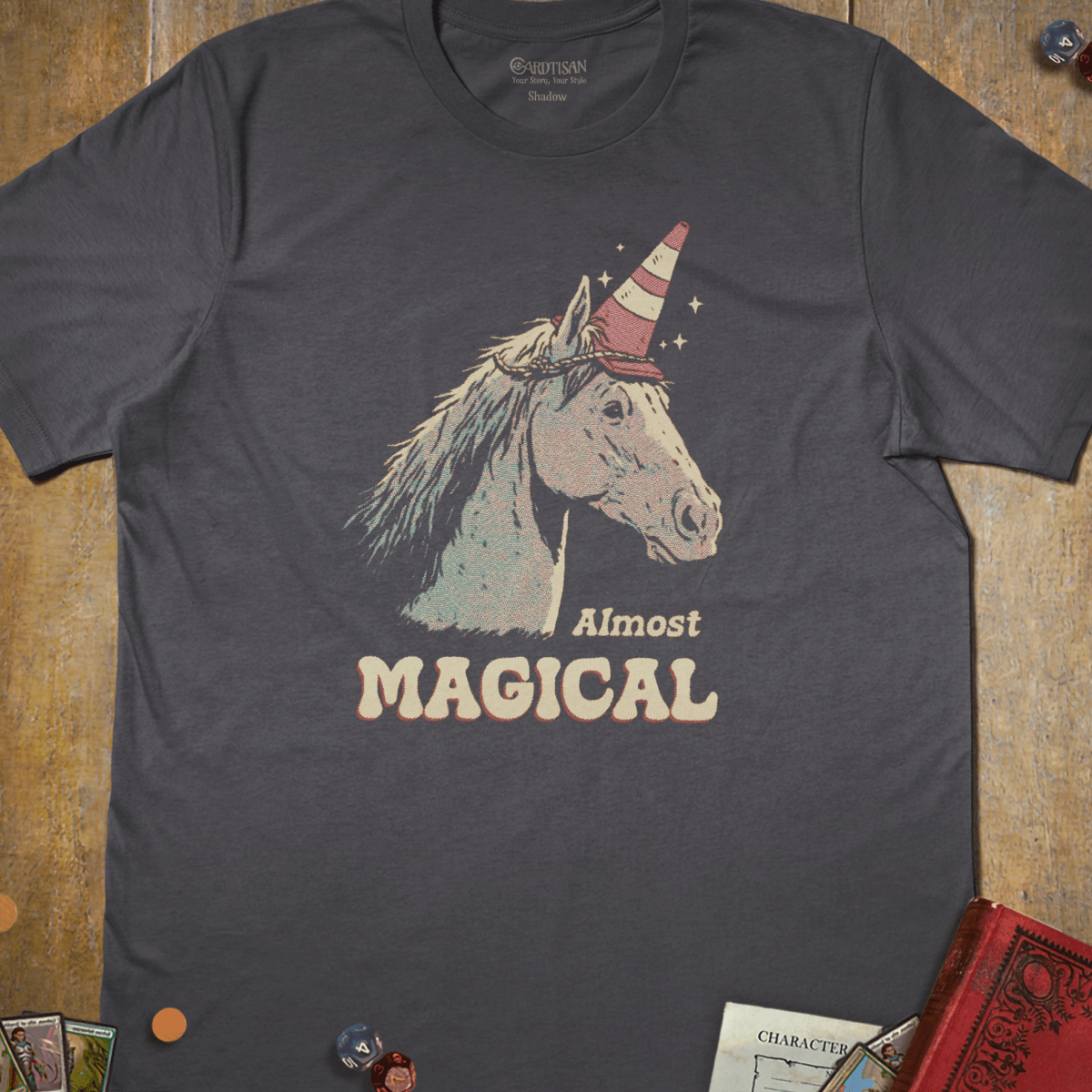 Almost Magical T-Shirt - Cardtisan - T-Shirt - Charcoal - S - absurd-humor - chaotic-energy