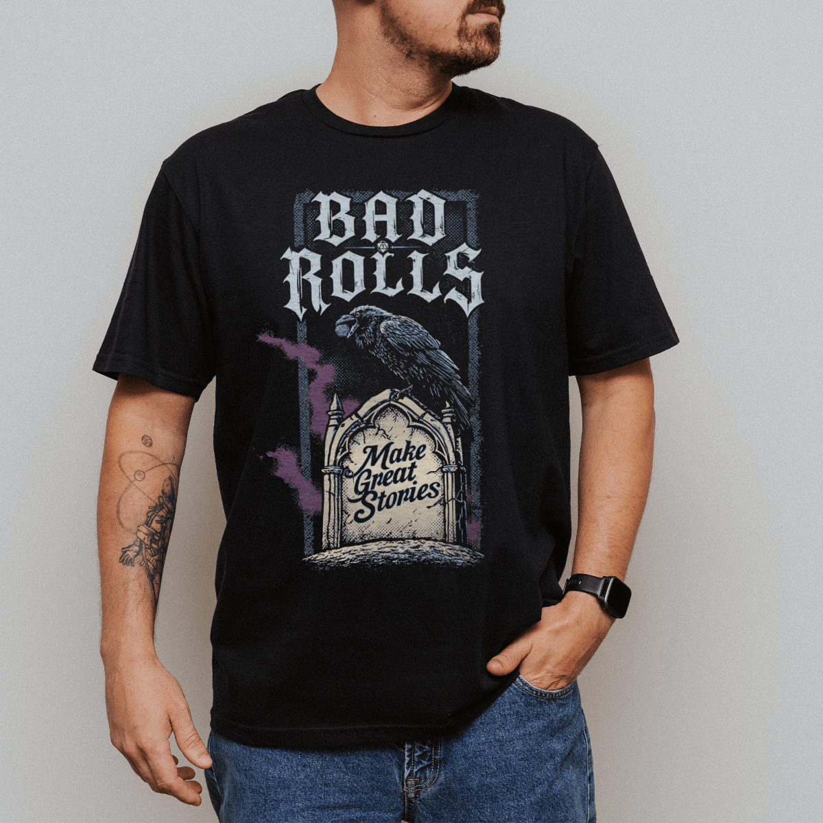 Bad Rolls T-Shirt - Cardtisan - T-Shirt - Black - S - casual wear - dnd