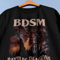 BDSM Dragon Battle T-Shirt - Cardtisan - T-Shirt - Black - S - casual wear - everyday style