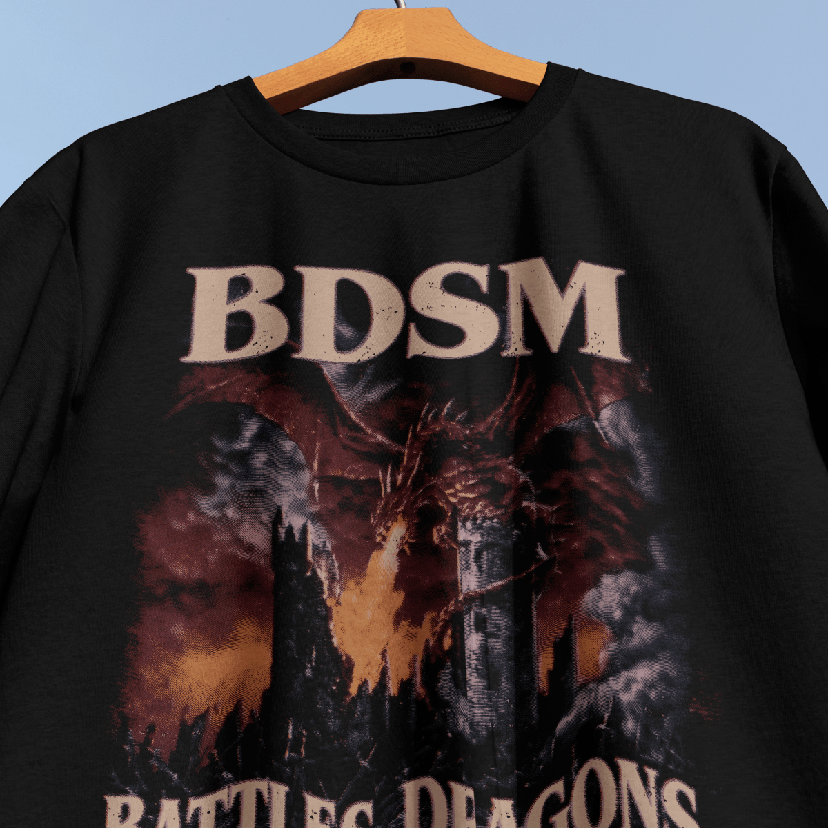 BDSM Dragon Battle T-Shirt - Cardtisan - T-Shirt - Black - S - casual wear - everyday style