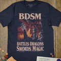 BDSM Dragon Battle T-Shirt - Cardtisan - T-Shirt - Navy - S - casual wear - everyday style