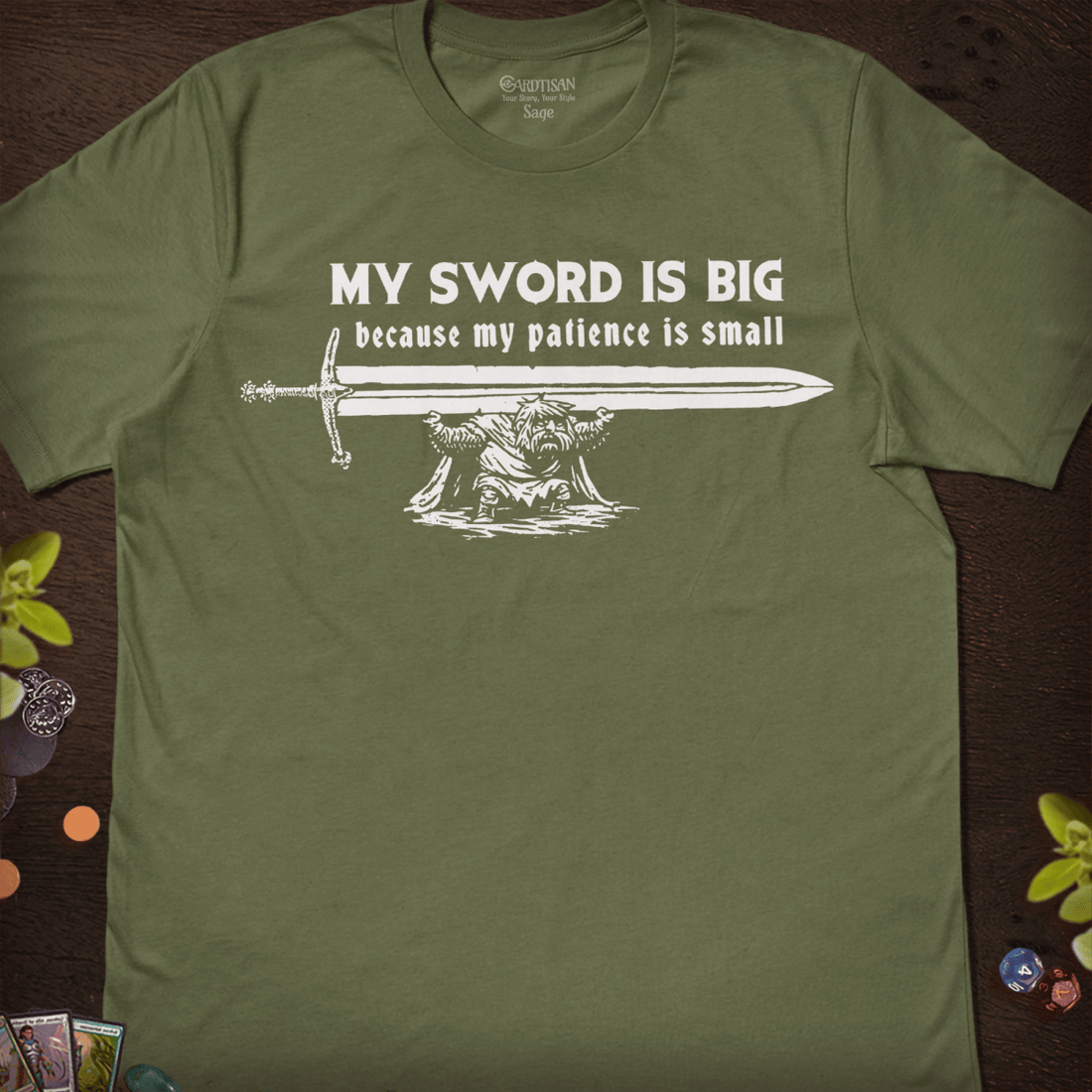 Big Sword T-Shirt - Cardtisan - T-Shirt - Sage - S - casual wear - everyday style