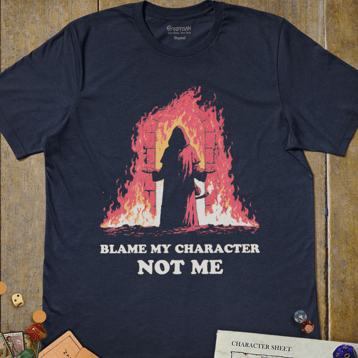Blame My Character T-Shirt - Cardtisan - T-Shirt - Navy - M - casual wear - dnd