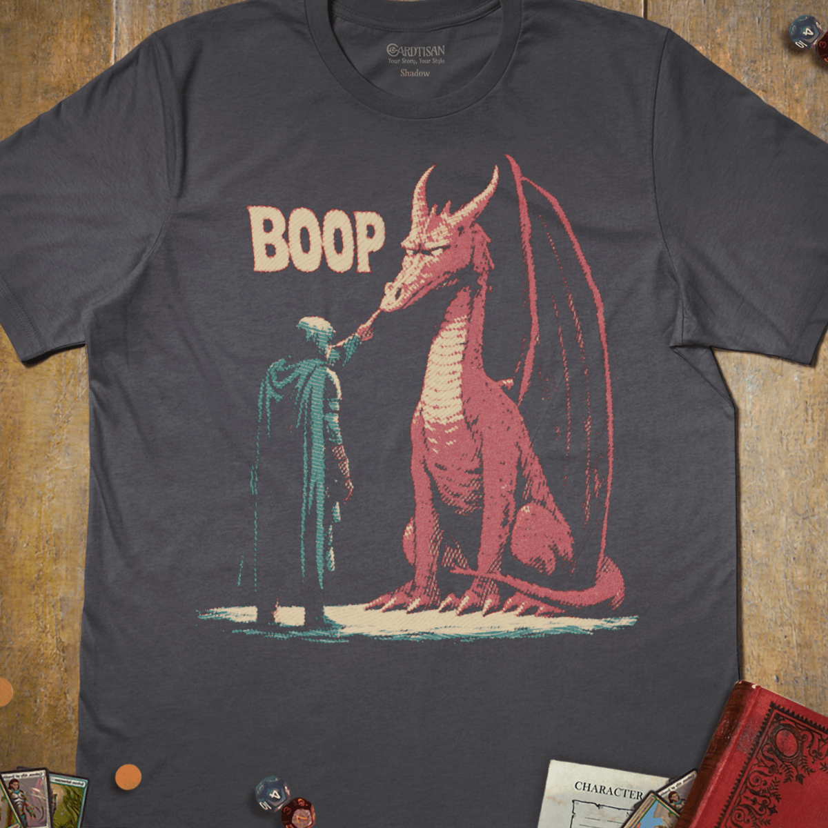 Boop the Dragon T-Shirt - Cardtisan - T-Shirt - Charcoal - M - casual wear - everyday style