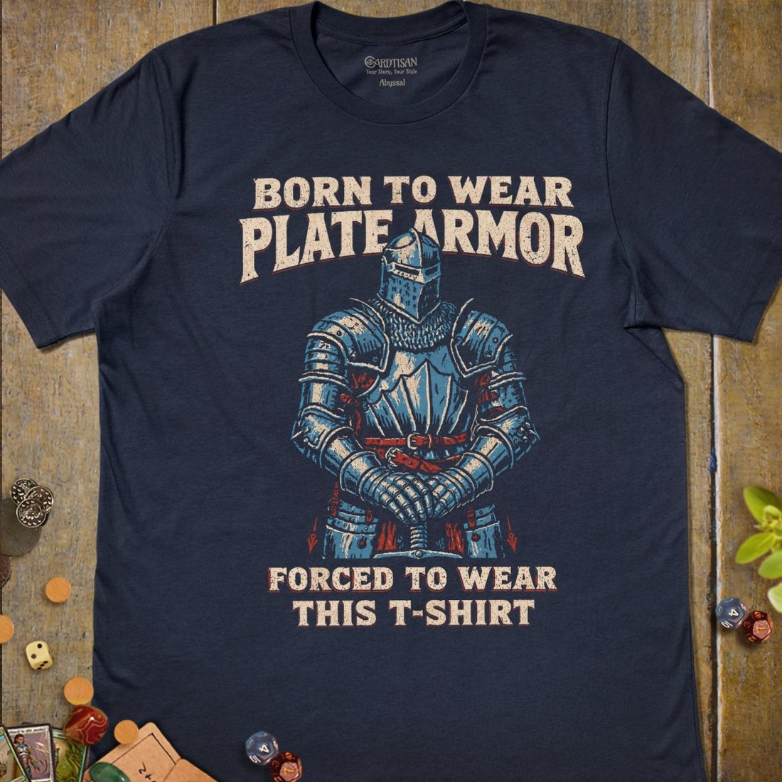 Born for Plate Armor T-Shirt - Cardtisan - T-Shirt - Navy - S - casual wear - everyday style
