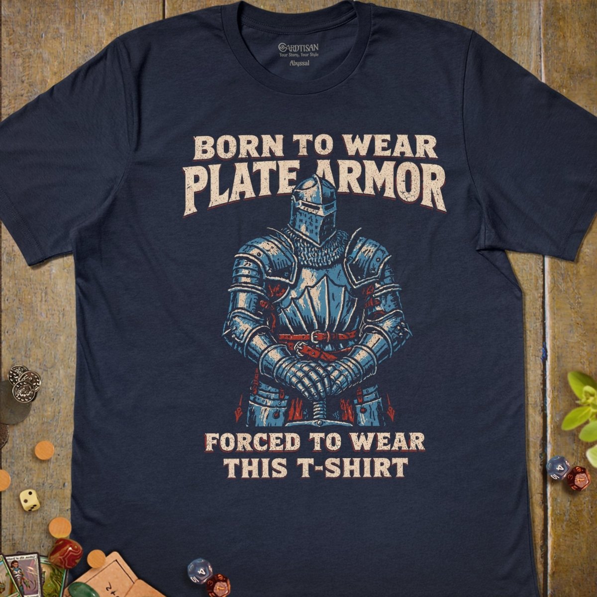 Born for Plate Armor T-Shirt - Cardtisan - T-Shirt - Navy - S - casual wear - everyday style