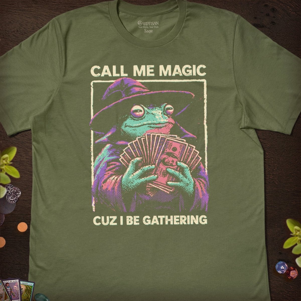 Call Me Magic T-Shirt - Cardtisan - T-Shirt - Sage - S - casual wear - everyday style