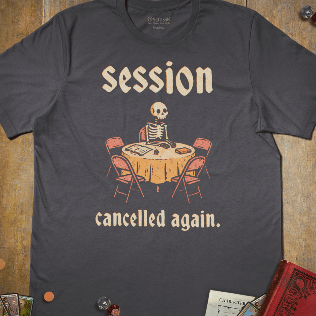 Cancelled Again T-Shirt - Cardtisan - T-Shirt - Charcoal - S - casual wear - dnd