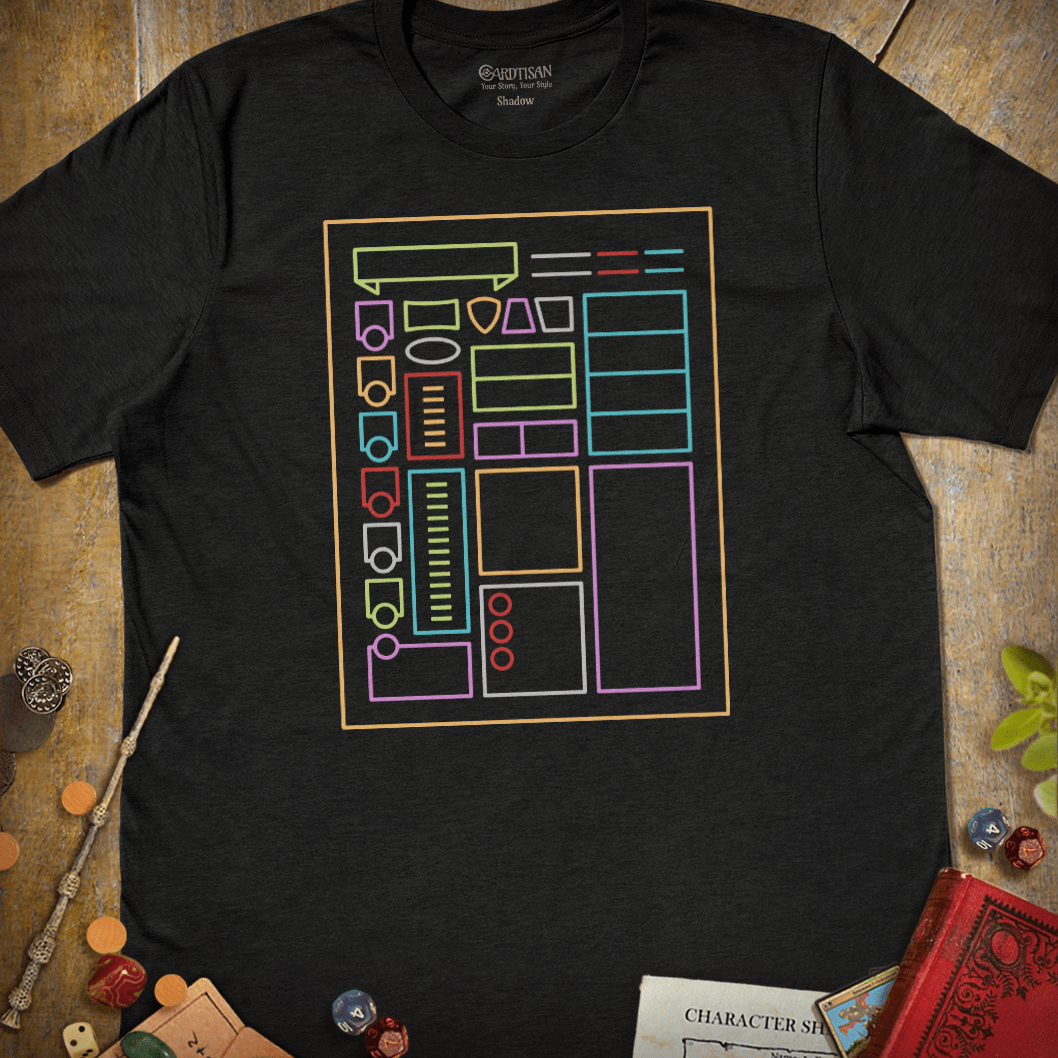 Character Sheet T-Shirt - Cardtisan - T-Shirt - Dark - S - casual wear - dnd
