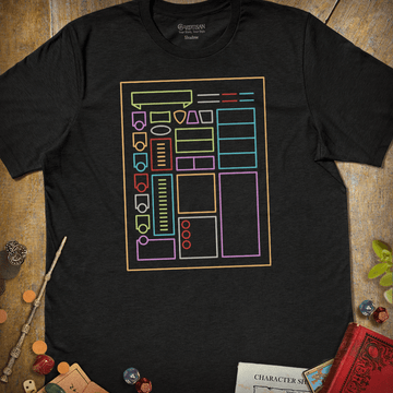 Character Sheet T-Shirt - Cardtisan - T-Shirt - Dark - S - casual wear - dnd