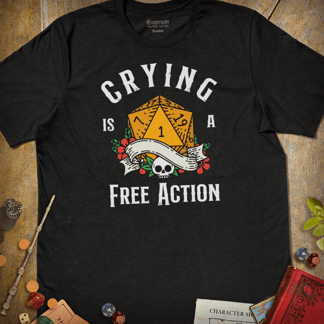 Crying Free Action T-Shirt - Cardtisan - T-Shirt - Dark - S - casual wear - dnd