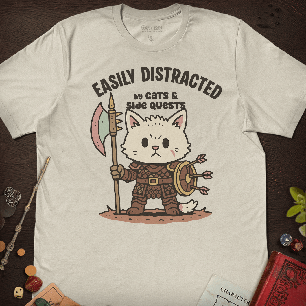 Distracted Cat T-Shirt - Cardtisan - T-Shirt - Light - S - casual wear - dnd