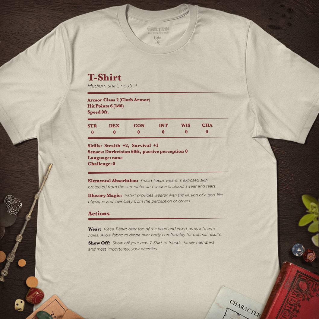 DnD Rulebook Page T-Shirt - Cardtisan - T-Shirt - Light - S - casual wear - dnd