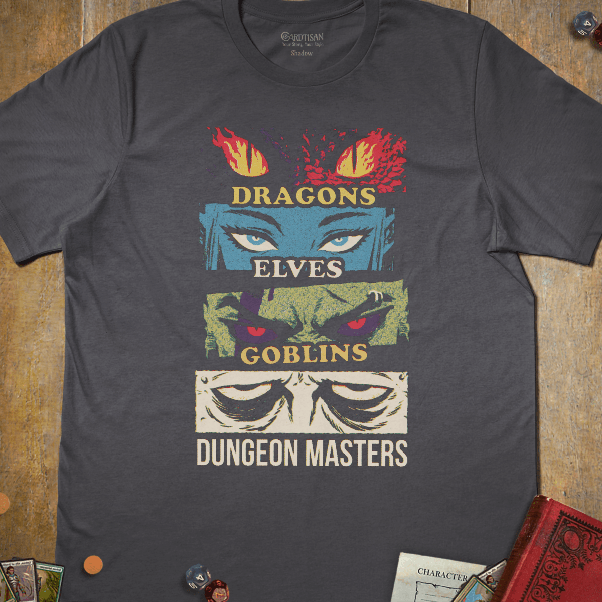 Dungeon Master Eyes T-Shirt - Cardtisan - T-Shirt - S - Charcoal - casual wear - dnd