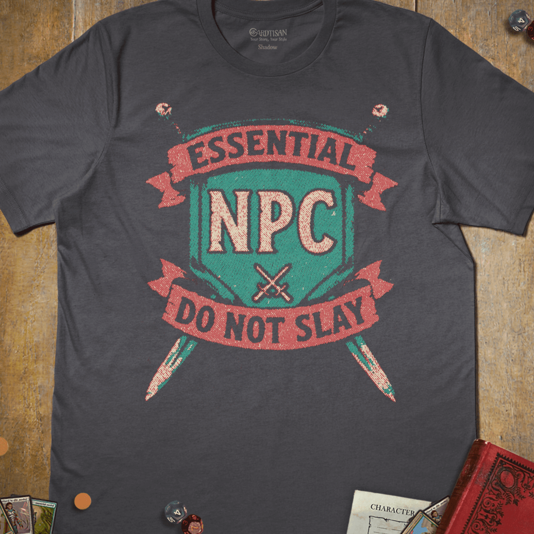 Essential NPC T-Shirt - Cardtisan - T-Shirt - Charcoal - S - casual wear - dnd