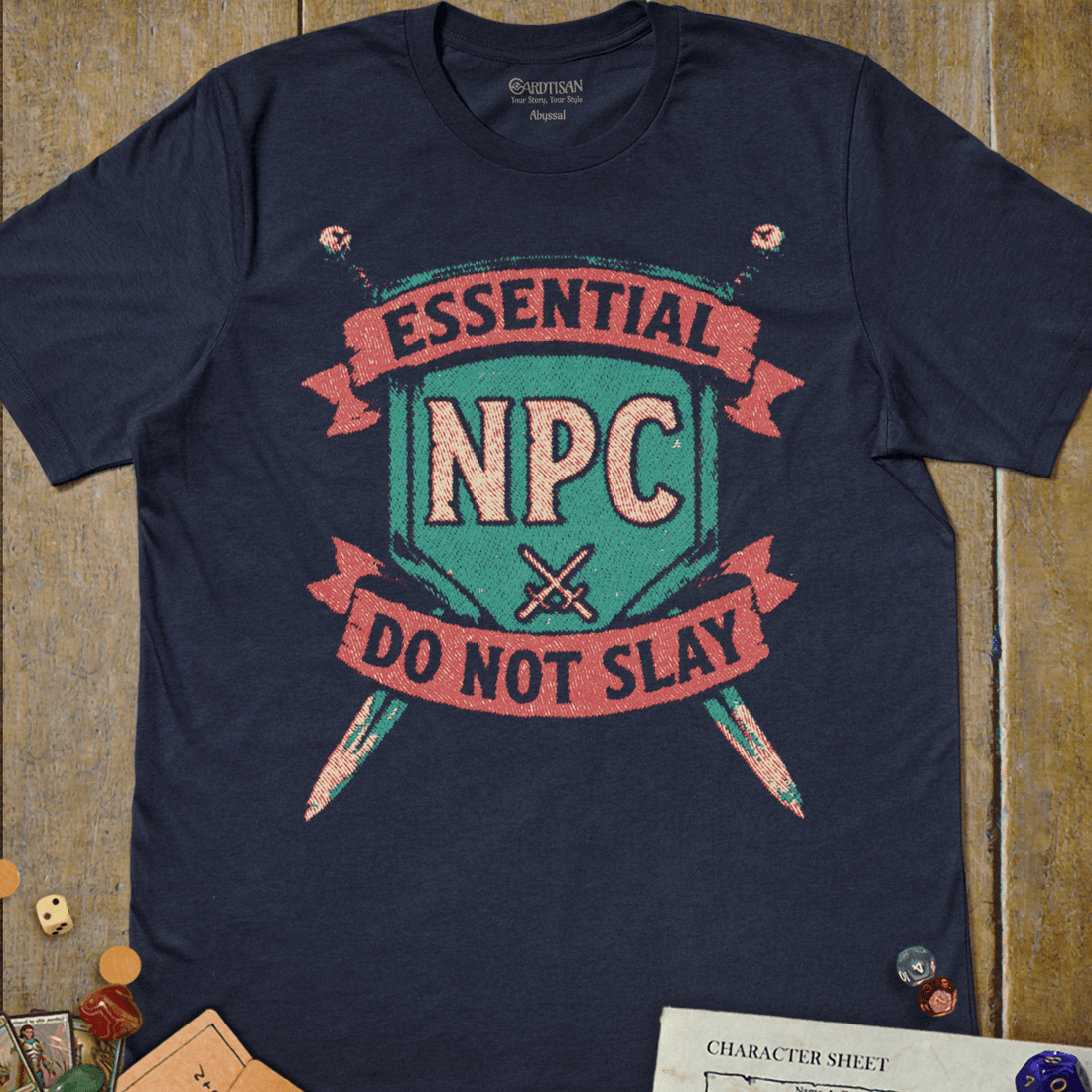 Essential NPC T-Shirt - Cardtisan - T-Shirt - Navy - S - casual wear - dnd