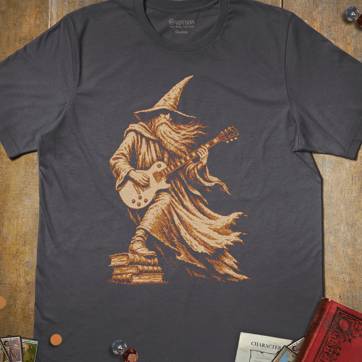 Guitar Wizard T-Shirt - Cardtisan - T-Shirt - Charcoal - S - absurd-humor - bard