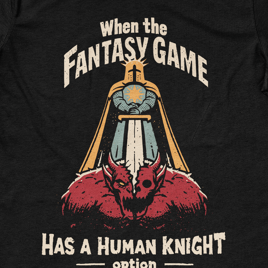 Human Knight Option T-Shirt - Cardtisan - T-Shirt - Black - S - casual wear - dnd