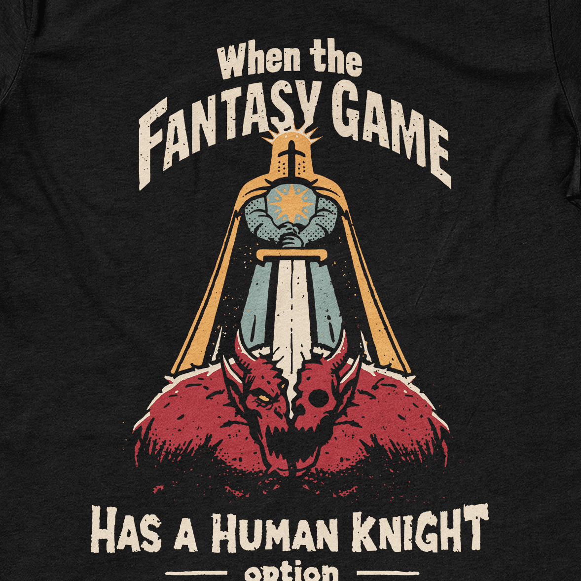 Human Knight Option T-Shirt - Cardtisan - T-Shirt - Black - S - casual wear - dnd
