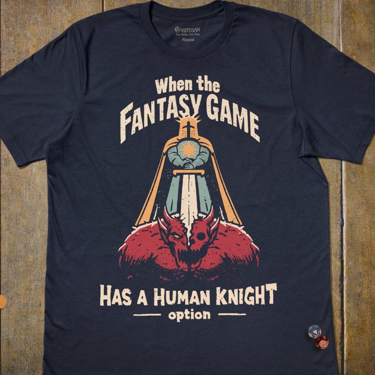 Human Knight Option T-Shirt - Cardtisan - T-Shirt - Navy - S - casual wear - dnd