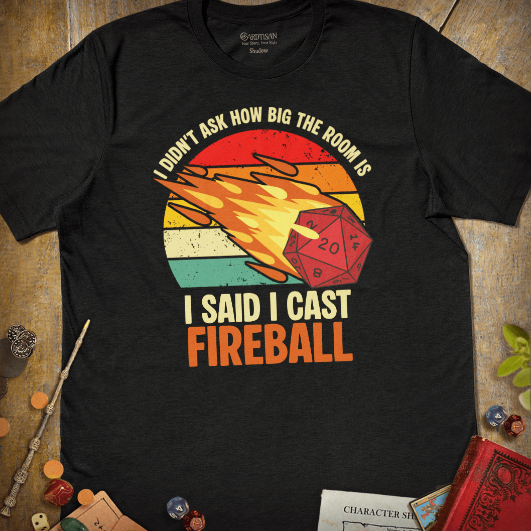 I Cast Fireball T-Shirt - Cardtisan - T-Shirt - Dark - S - casual wear - dnd