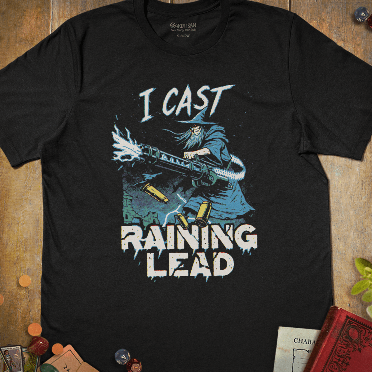 I Cast Raining Lead T-Shirt - Cardtisan - T-Shirt - Black - S - casual wear - dnd