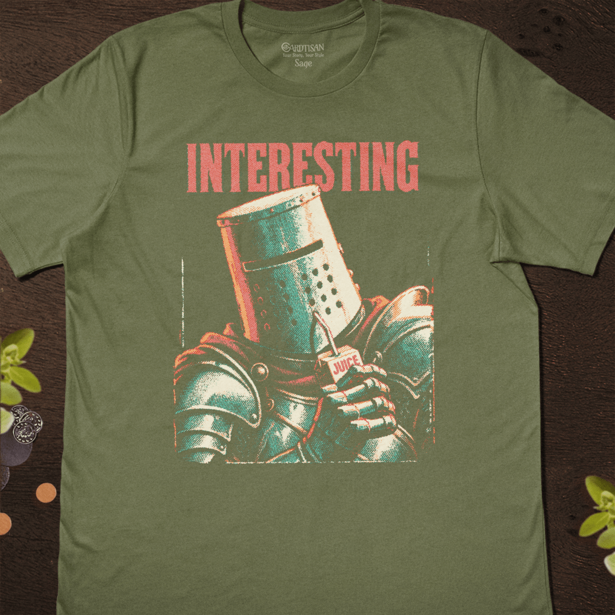 Interesting Knight T-Shirt - Cardtisan - T-Shirt - Sage - S - absurd-humor - dark-tee