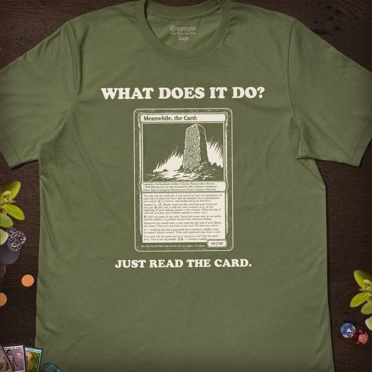 Just Read the Card T-Shirt - Cardtisan - T-Shirt - Sage - S - casual wear - everyday style