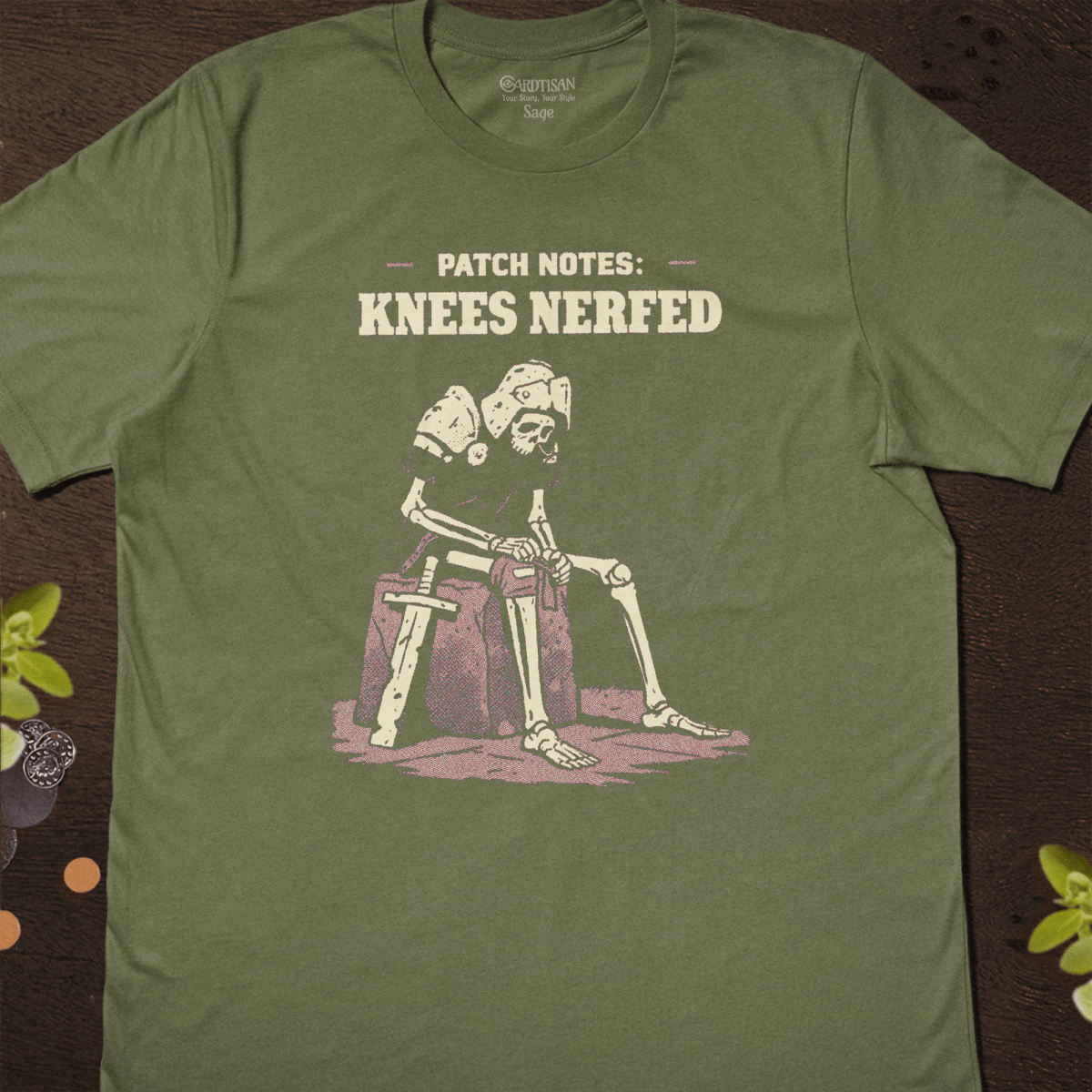Knees Nerfed T-Shirt - Cardtisan - T-Shirt - Sage - S - casual wear - everyday style