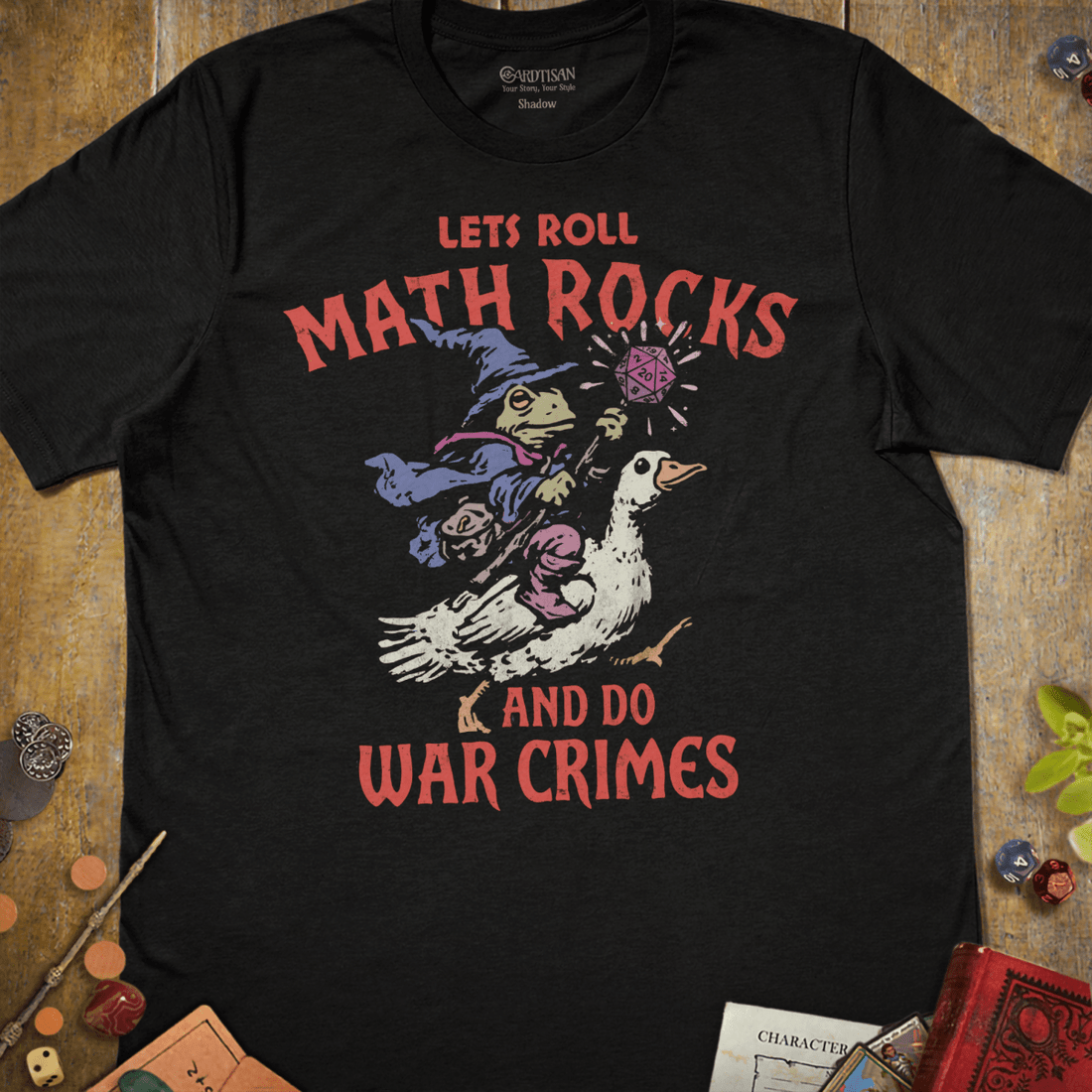 Let's Roll Math Rocks T-Shirt - Cardtisan - T-Shirt - Navy - S - casual wear - dnd