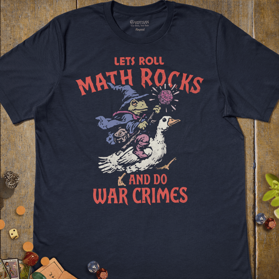 Let's Roll Math Rocks T-Shirt - Cardtisan - T-Shirt - Navy - S - casual wear - dnd