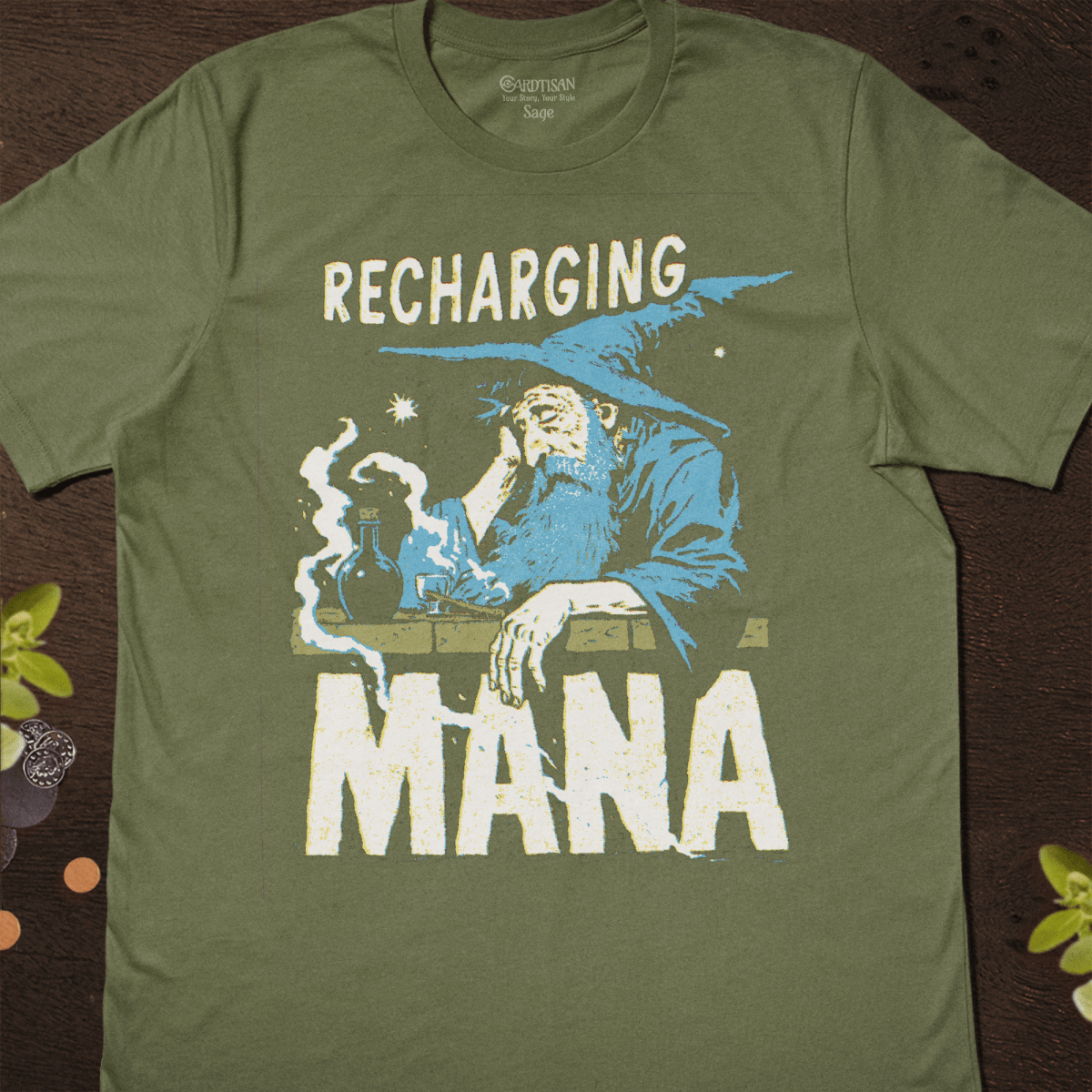 Mana Recharge T-Shirt - Cardtisan - T-Shirt - Sage - S - casual wear - everyday style