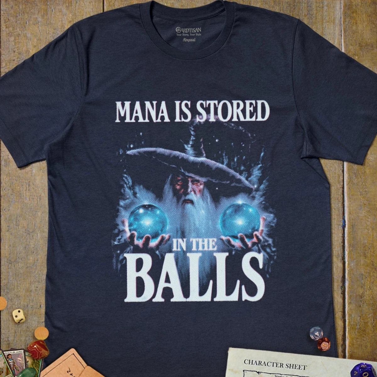 Mana Stored in Balls T-Shirt - Cardtisan - T-Shirt - Navy - S - casual wear - everyday style