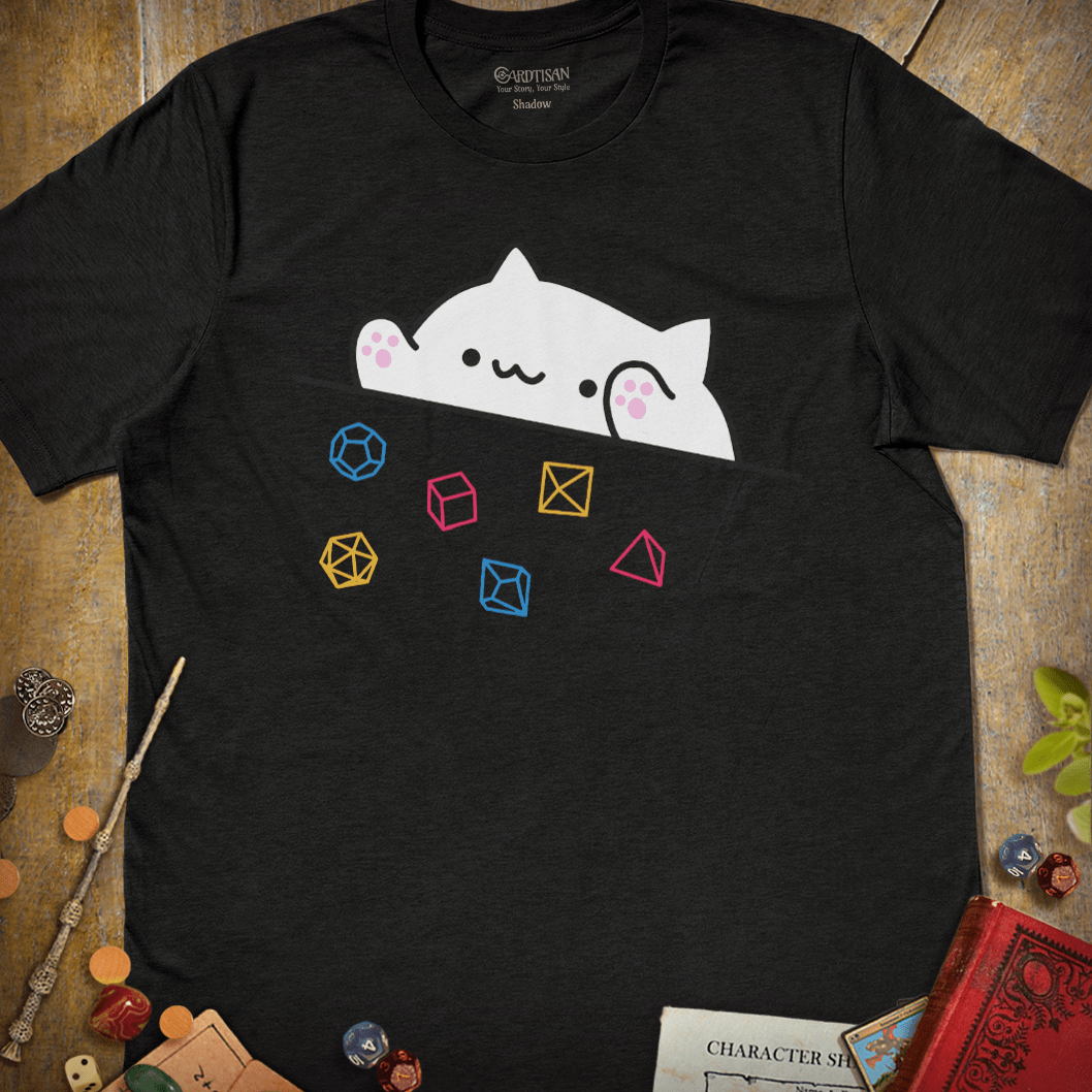 Meowgic Dice T-Shirt - Cardtisan - T-Shirt - Dark - S - casual wear - dice